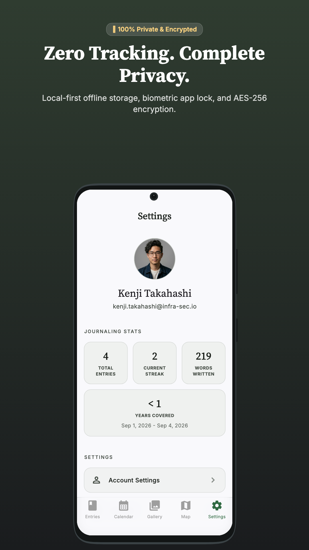 Reflective biometric app lock and privacy security settings